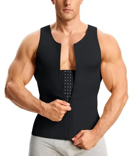 Nebility men's compression shirt with waist trainer and steel bones