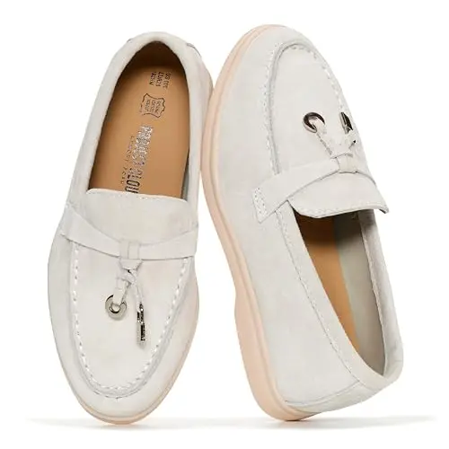 Project Cloud Girls Loafers in light grey suede