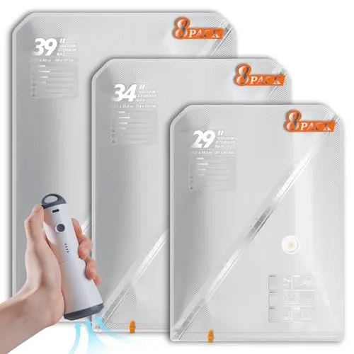 Vacbird 24 pack vacuum storage bags with rechargeable cordless pump