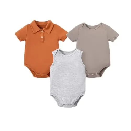 PATPAT baby boy bodysuits in polo-brown color for 18-24 months