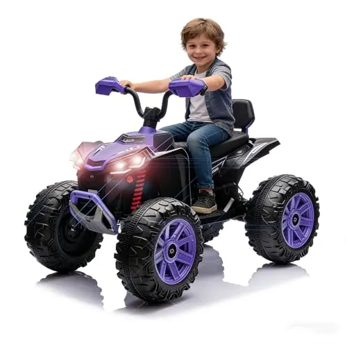 Petyee kids electric ATV 4 wheeler with LED lights and horn