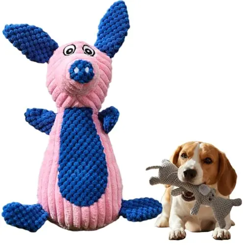 ANYSENT indestructible plush pig squeaky toy for dogs
