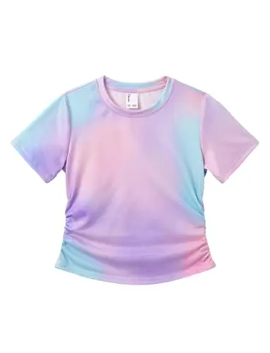 PATPAT girls multicolor tie-dye short sleeve tunic with ruched side