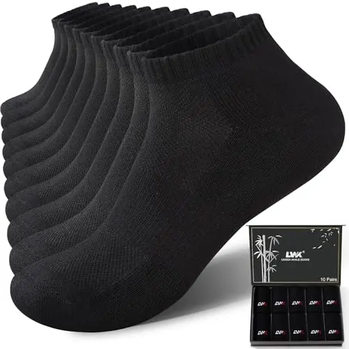 LWK Men's Bamboo Ankle Socks in a 10-pack gift box