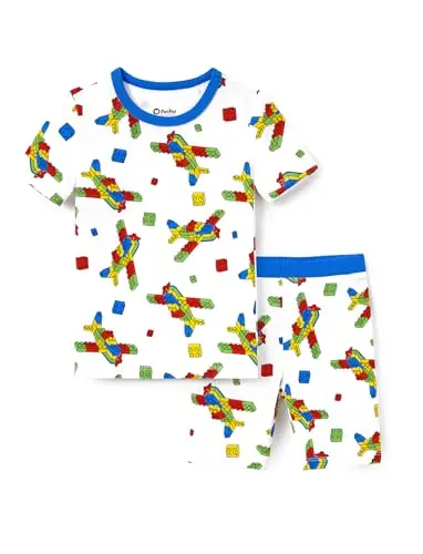 PATPAT organic cotton baby and toddler pajamas with plane blocks print