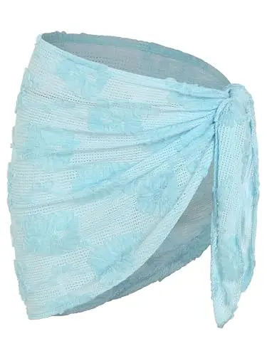 Zaful women's textured mesh sarong cover-up with scalloped hem in light blue