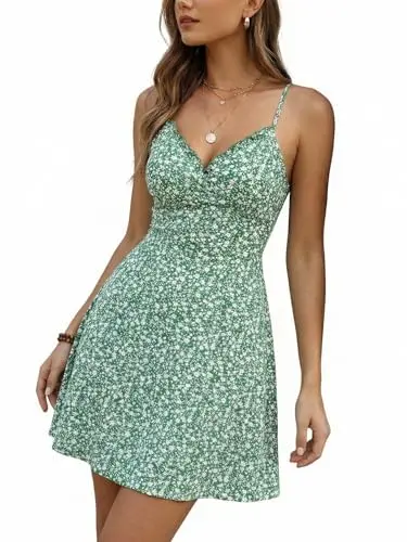 Zaful Sage Green mini dress with cross-back straps and hidden pockets