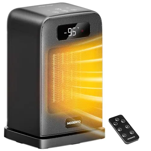 MORENTO AT-SH26 compact black space heater with oscillation and LED display