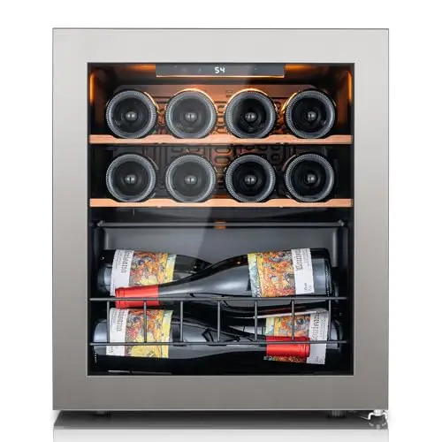 Ca'Lefort compact 12-bottle wine refrigerator with double-pane door and silver finish