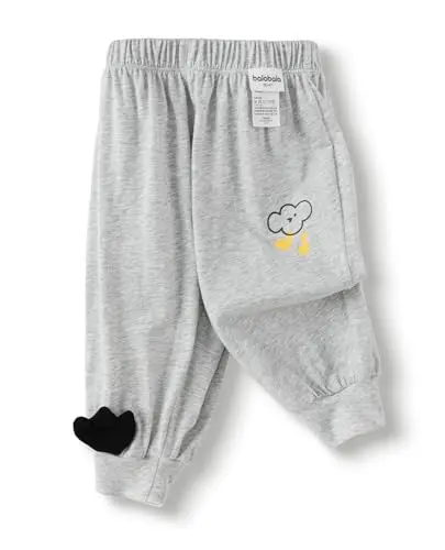 Balabala toddler cotton pants with elastic waist and loose crotch