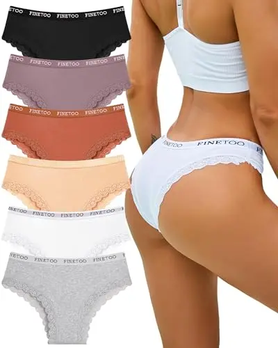 Finetoo cheeky bikini underwear with lace for women