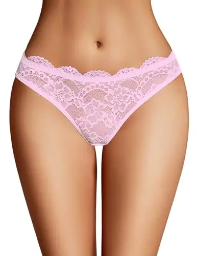 Avidlove Pink Lace Underwear with hollow-out design