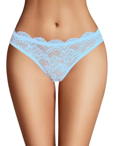 Avidlove Light Blue Lace Panties with cute bow back
