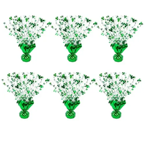 PMU 6-piece green and white St. Patrick's Day centerpieces with balloon weight base