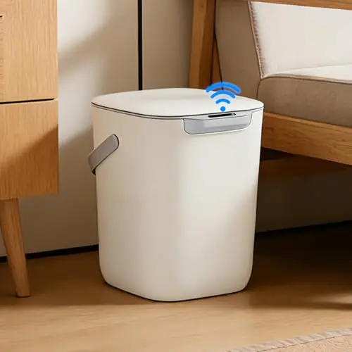 Ornato 4-gallon motion sensor trash can in cream white