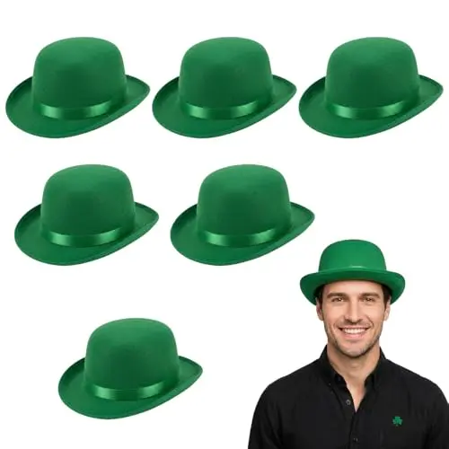 PMU 6-piece green St. Patrick's Day derby hat set for men and women