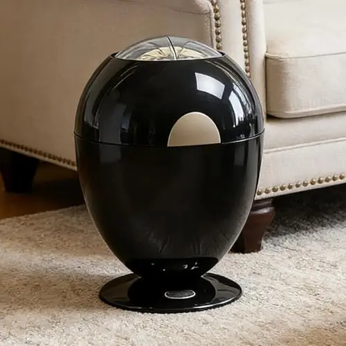Ornato egg-shaped motion sensor trash can in black