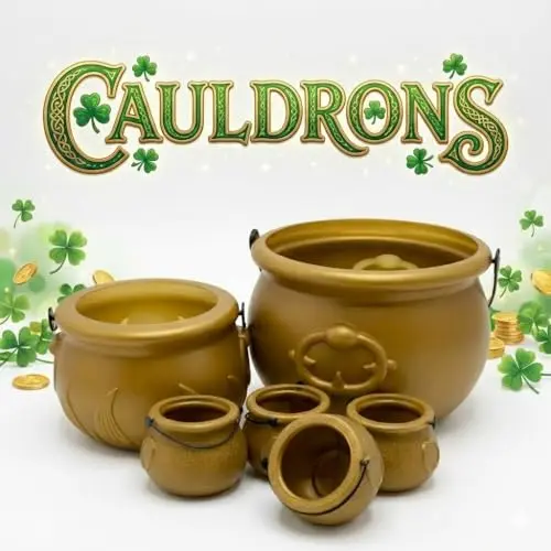 PMU 6-piece gold plastic cauldron set with mixed sizes