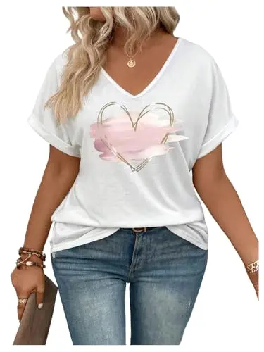 SOLY HUX Women's Heart Graphic T-Shirt in White