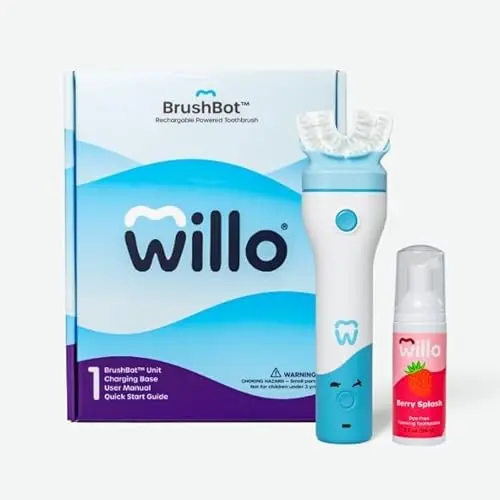 Willo BrushBot Kids U-Shaped Toothbrush Starter Kit in Medium Berry color