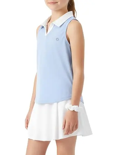 PatPat Girls Tennis Skort Set with sleeveless polo top and skirt