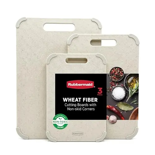 Rubbermaid 3pc Reversible Wheat Fiber Cutting Board Set in Coconut Milk color
