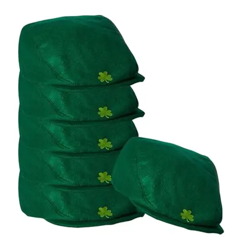 PMU St. Patrick's Day leprechaun cap in green velour, package of 6