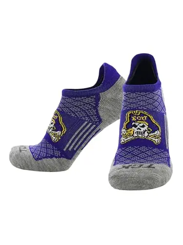 East Carolina Pirates no-show golf socks with heel tab in large size