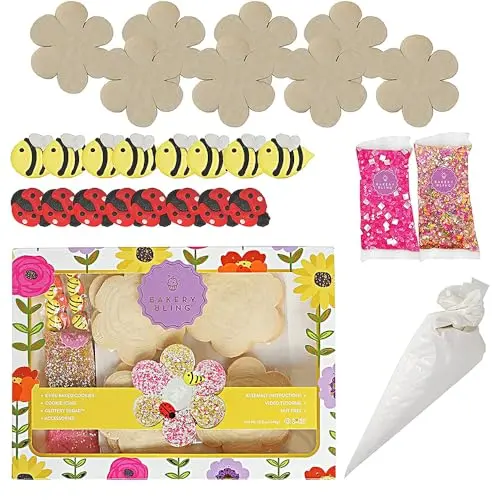Bakery Bling Flower Cookie Decorating Kit with vanilla sugar cookies and floral decorations